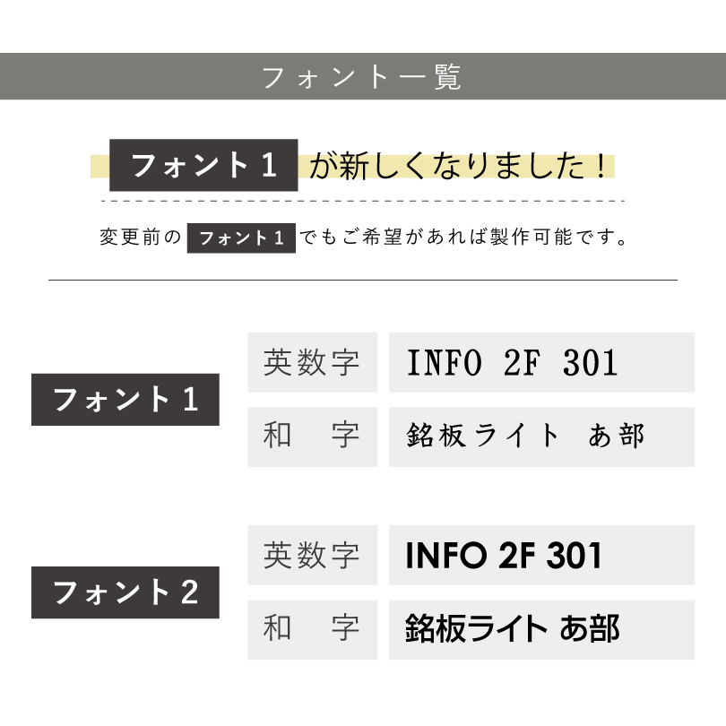ビル案内 インフォメーションサイン フォント一覧