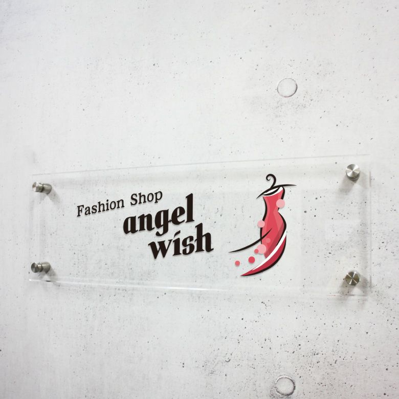 フルカラー透明アクリル銘板 化粧ビス止め