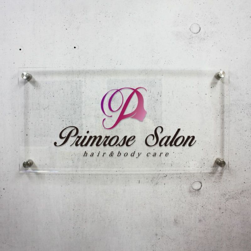 フルカラー透明アクリル銘板 化粧ビス止め　H300×W600mm 