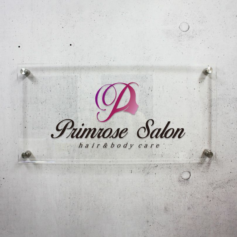 フルカラー透明アクリル銘板 化粧ビス止め　H300×W600mm 