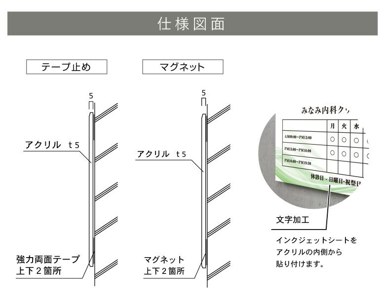 テープ止め　マグネット