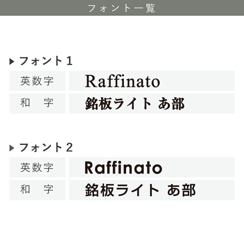 銘板館ライト　書体リスト