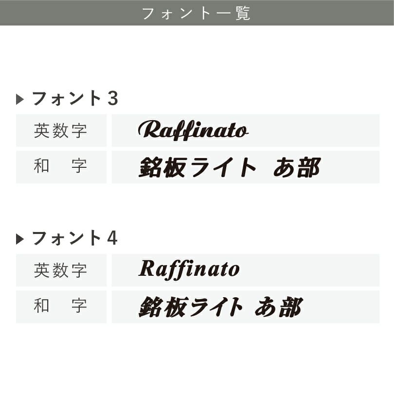 看板デザイン　書体リスト