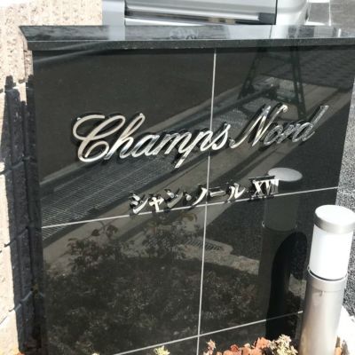 ステンレス切り文字　鏡面仕上げ マンション看板