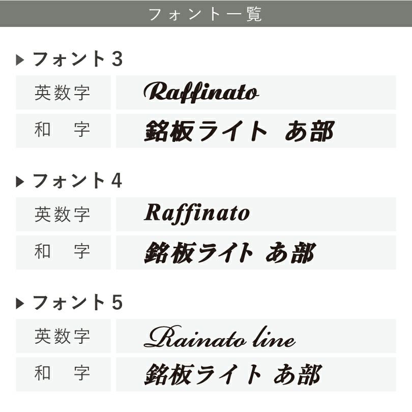 銘板館ライト  フォント一覧