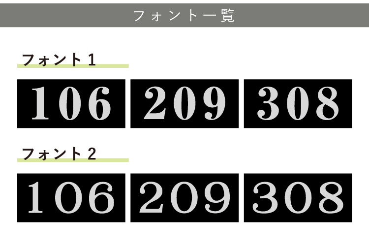 看板デザイン　書体リスト