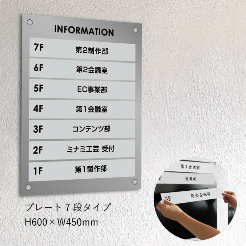 差し替え式インフォメーションサイン　プレート７段