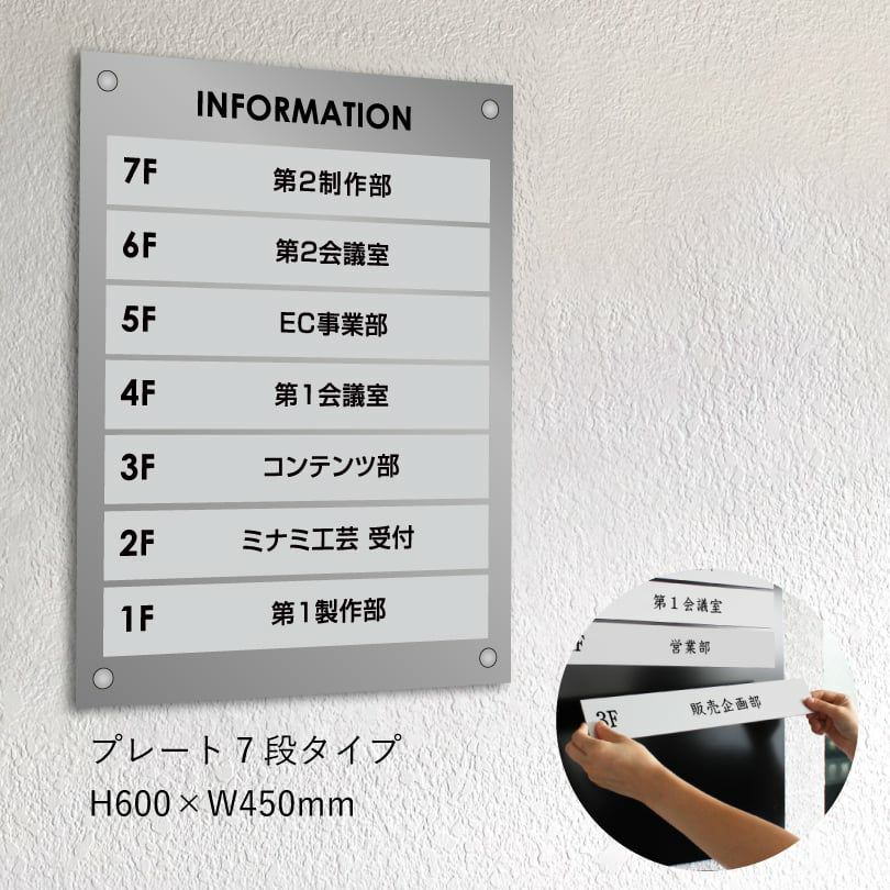 差し替え式インフォメーションサイン　プレート７段