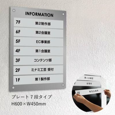 差し替え式インフォメーションサイン　プレート７段