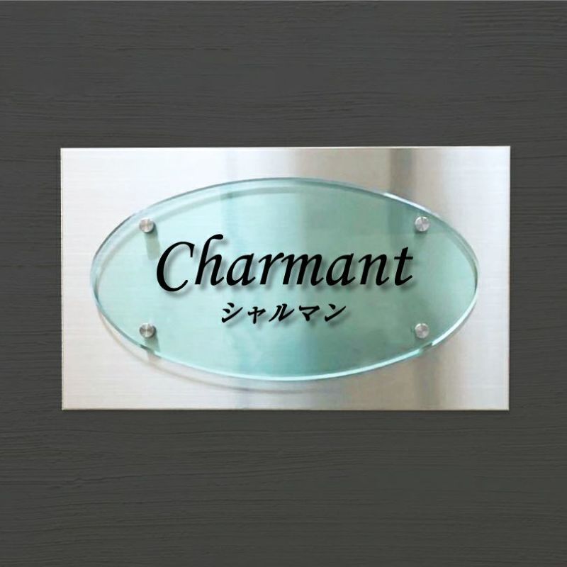 ラピート 　ステンレス　ガラス調アクリル銘板 化粧ビス止め　マンション看板 アパート銘板