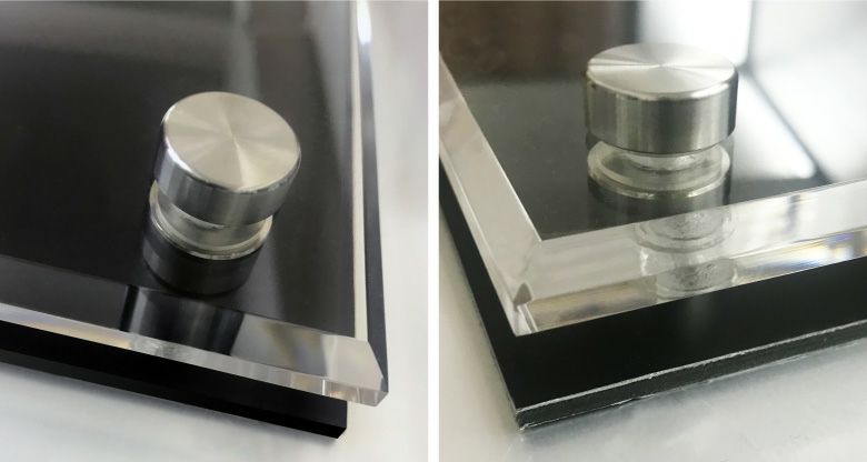 黒アクリルプレート　2重構造看板　化粧ビス　拡大図