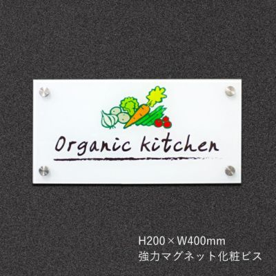 フルカラー透明アクリル銘板 強力マグネット化粧ビス止め H200×W400mm 