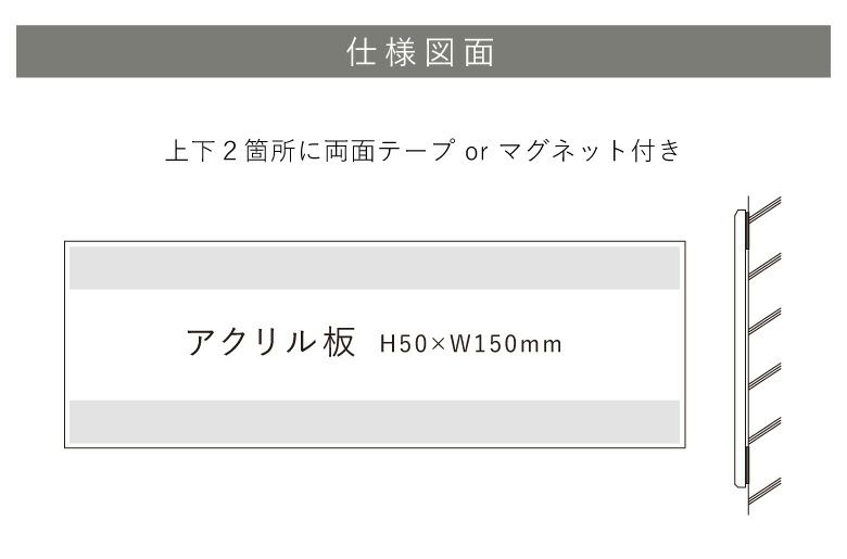 アクリル看板　仕様　壁付け