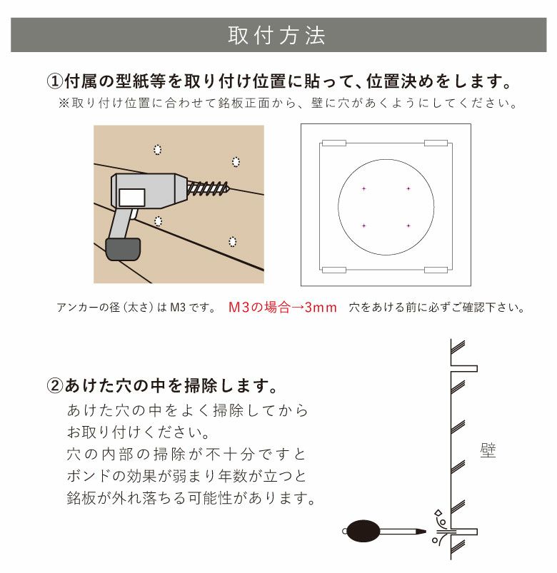 銘板館ライト　看板取り付け方法　施工方法