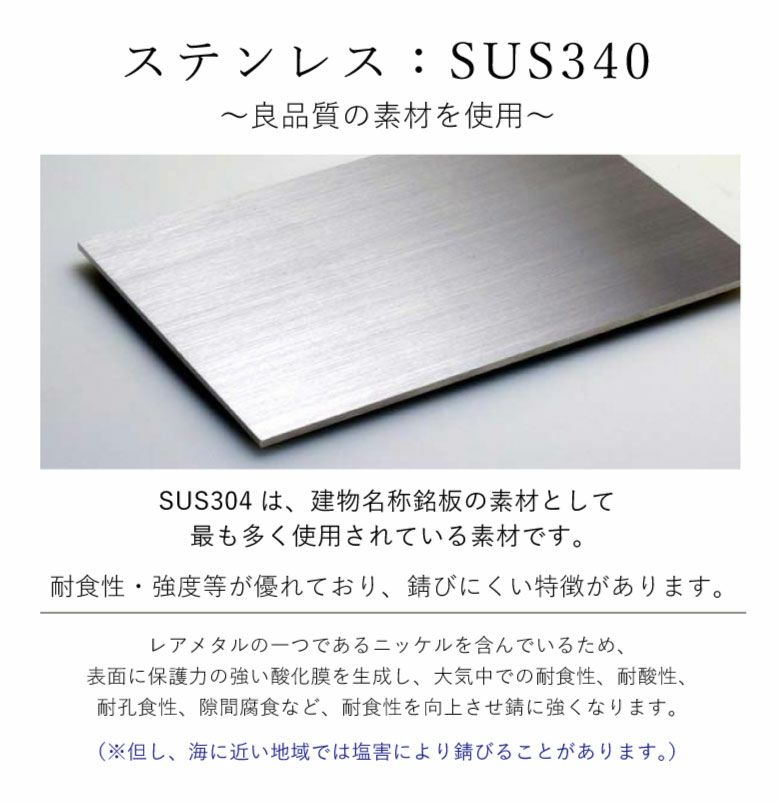 銘板館ライト　ステンレス　錆びにくい看板　耐食性・強度が高い看板