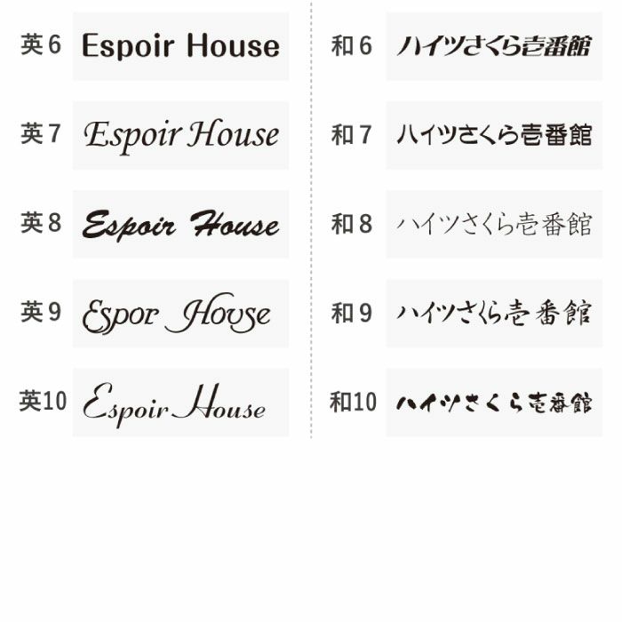 銘板館ライト　看板デザイン　フォントリスト