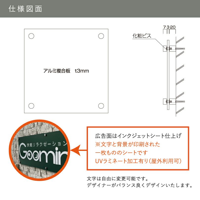 看板の図面　仕様