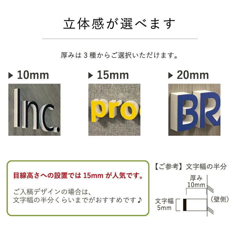 銘板館ライト　カルプ　切り文字　厚み