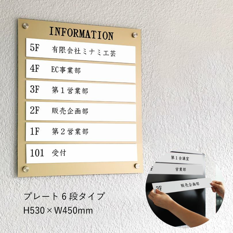 インフォメーションサイン　ゴールド　プレート6段