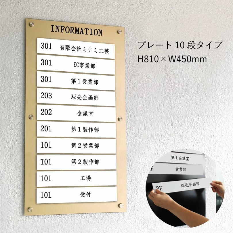 インフォメーションサイン　ゴールド　プレート10段