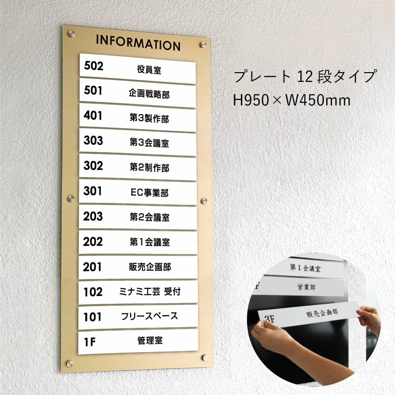 インフォメーションサイン　ゴールド　プレート12段