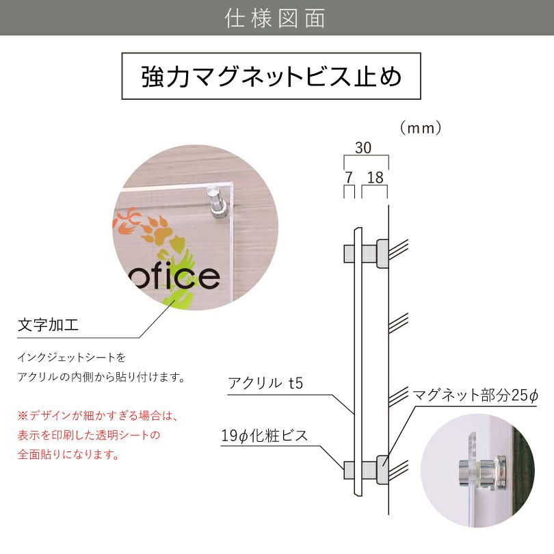 仕様図面　マグネット　磁石の詳細
