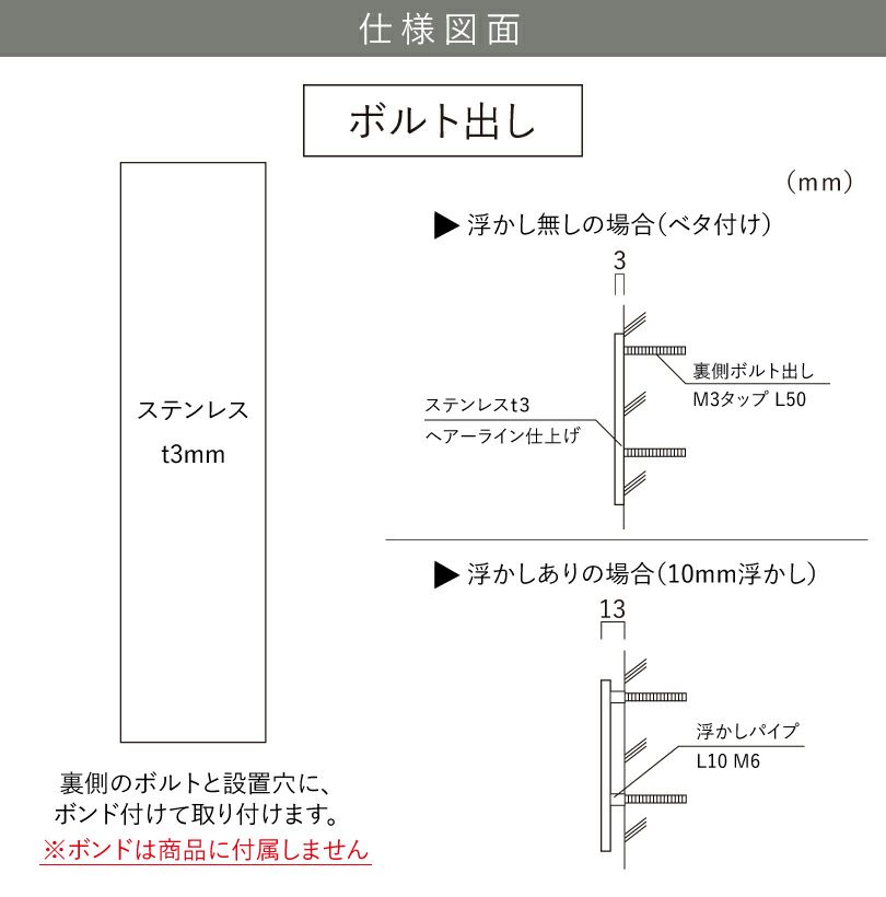 仕様図面　ボルト出し