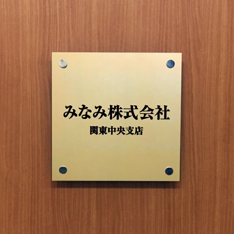 ステンレス焼付塗装ゴールド銘板 化粧ビス止め ステンレスプレート