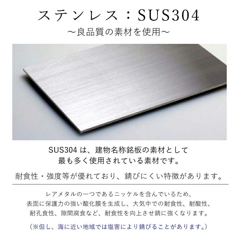 素材の説明　高耐久のステンレスを使用