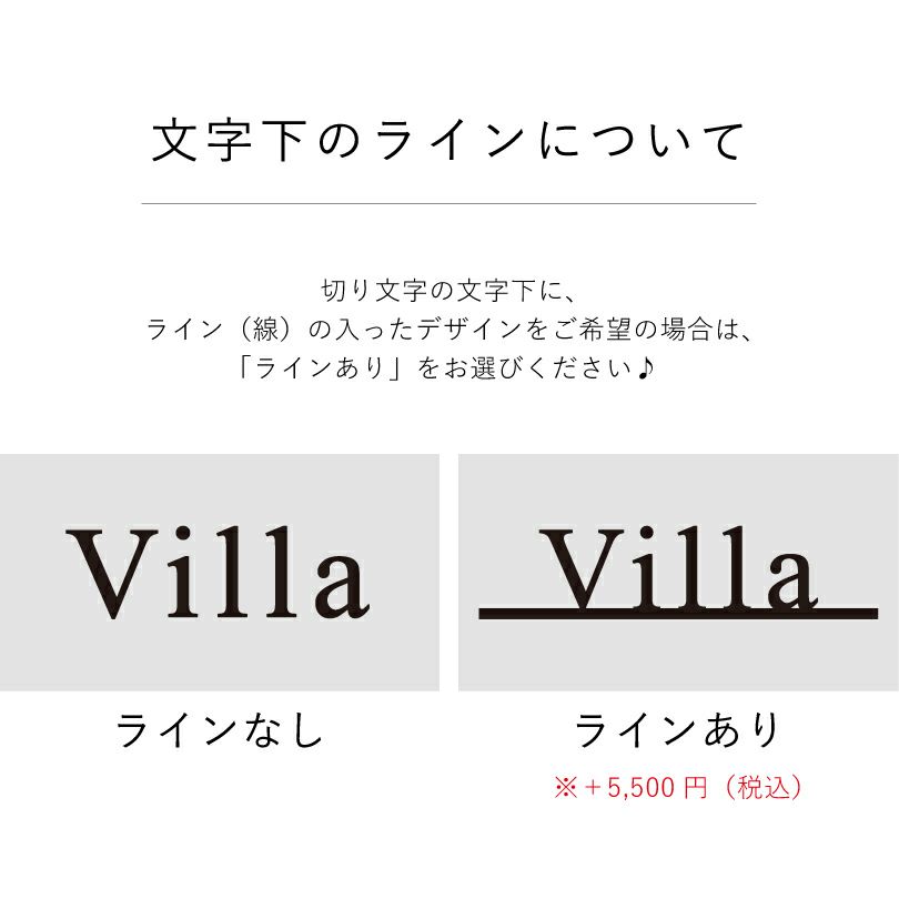 文字下のラインの入ったデザインについて